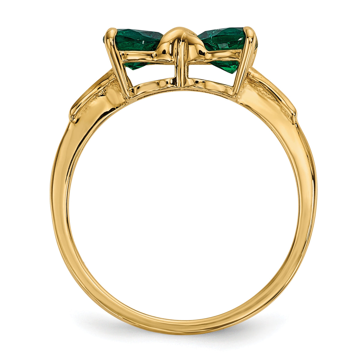 14k Gold Polished Created Emerald Bow Ring-XBS520