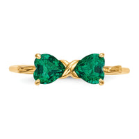 14k Gold Polished Created Emerald Bow Ring-XBS520