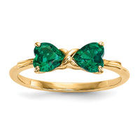 14k Gold Polished Created Emerald Bow Ring-XBS520