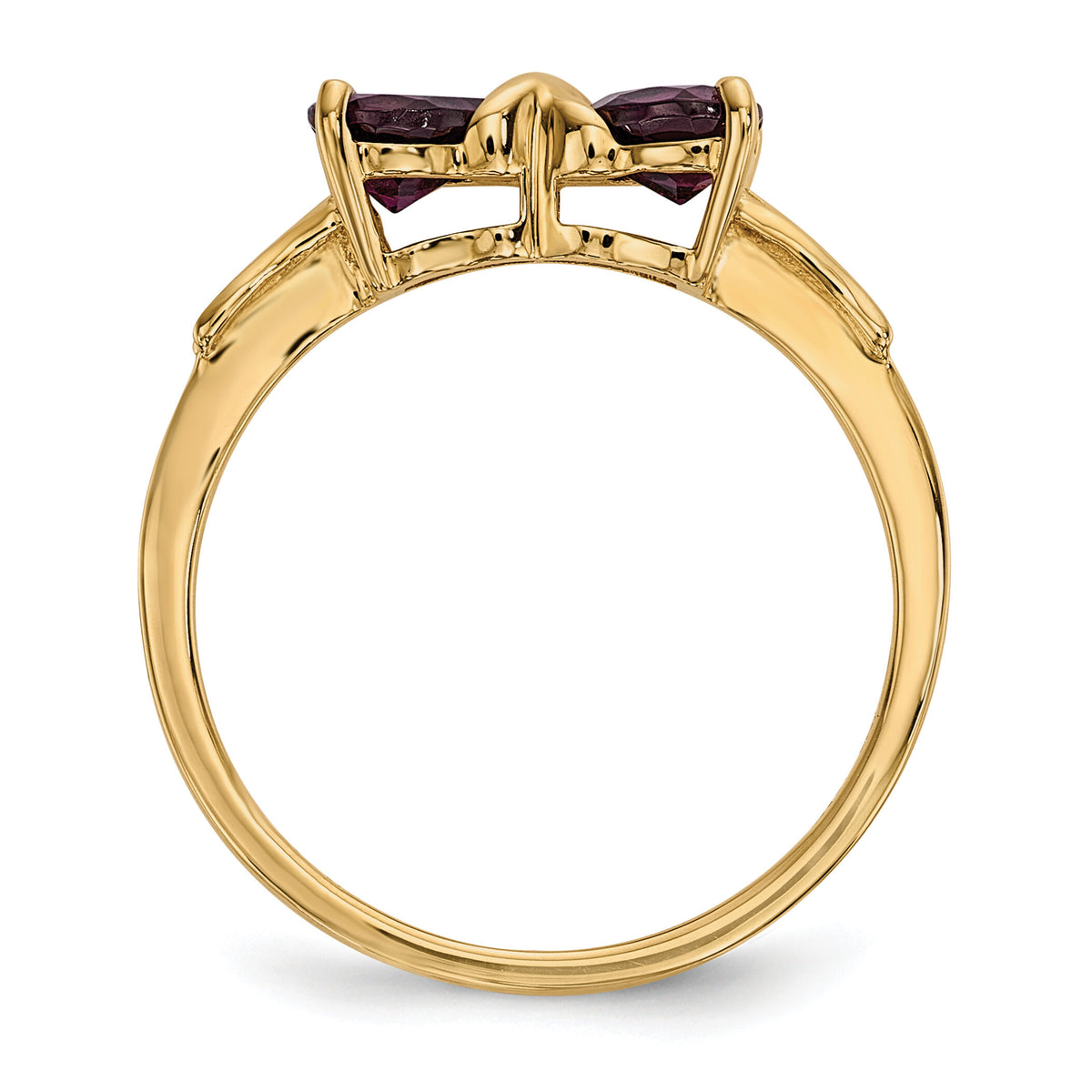 14k Gold Polished Rhodolite Bow Ring-XBS521