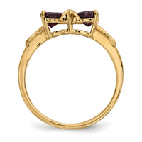 14k Gold Polished Rhodolite Bow Ring-XBS521