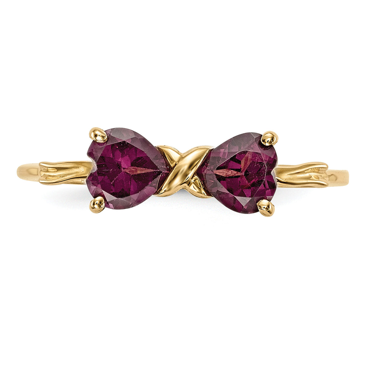 14k Gold Polished Rhodolite Bow Ring-XBS521