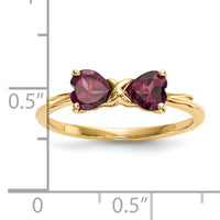 14k Gold Polished Rhodolite Bow Ring-XBS521