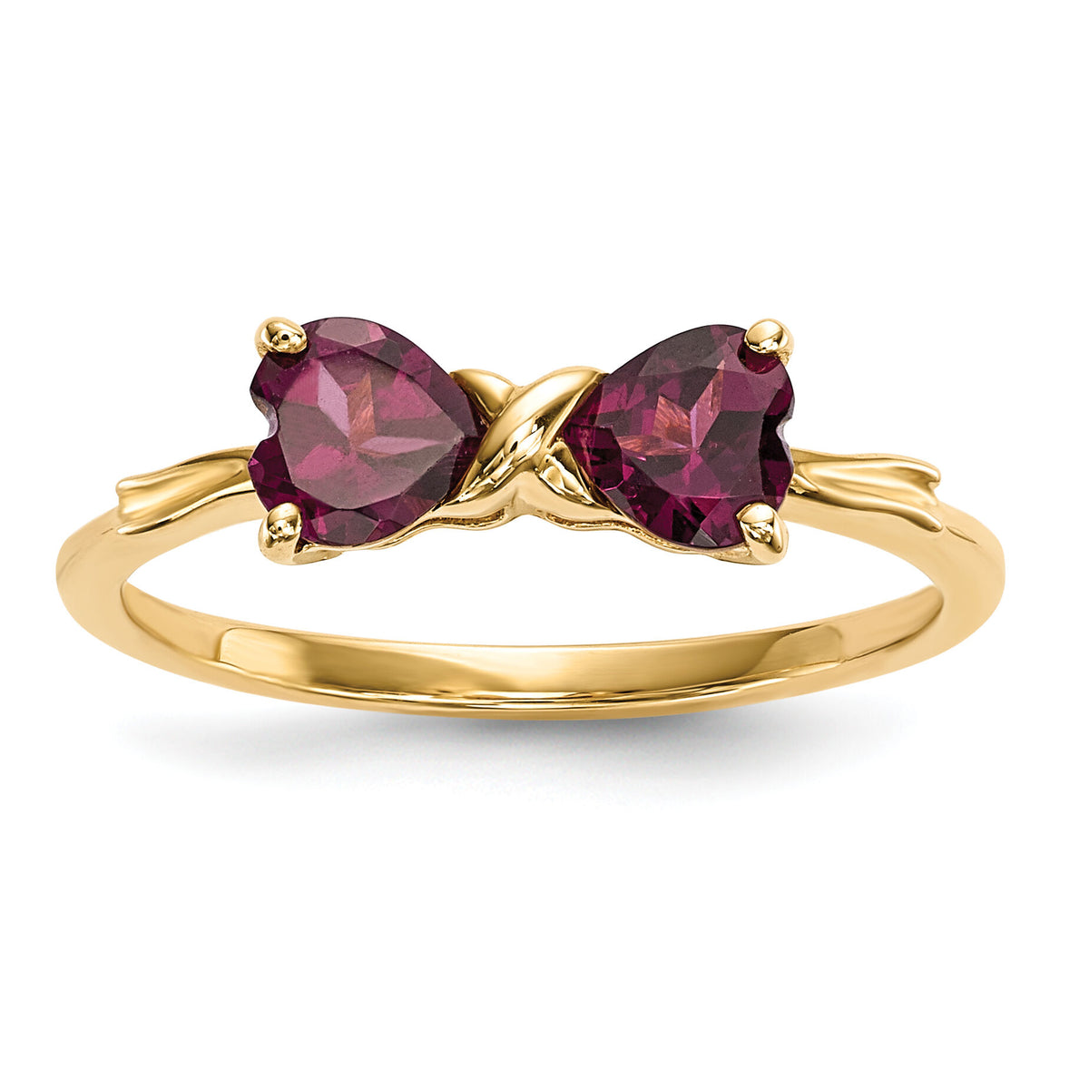 14k Gold Polished Rhodolite Bow Ring-XBS521