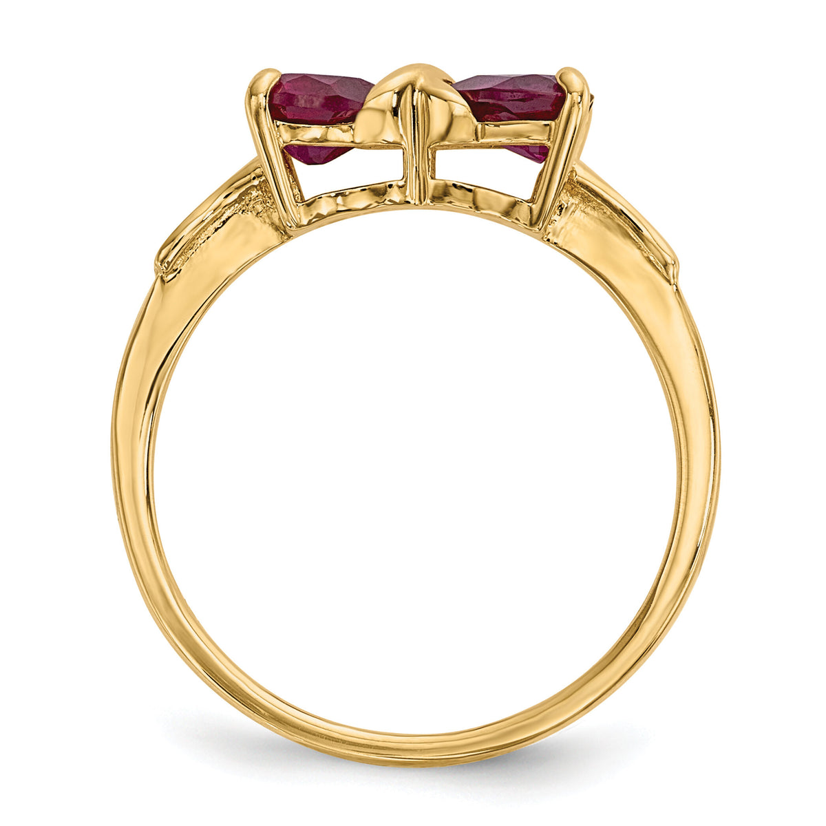 14k Gold Polished Created Ruby Bow Ring-XBS522