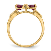 14k Gold Polished Created Ruby Bow Ring-XBS522