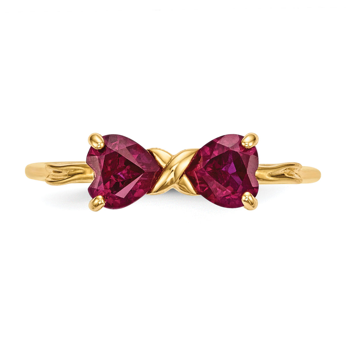 14k Gold Polished Created Ruby Bow Ring-XBS522