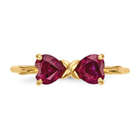14k Gold Polished Created Ruby Bow Ring-XBS522