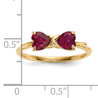 14k Gold Polished Created Ruby Bow Ring-XBS522