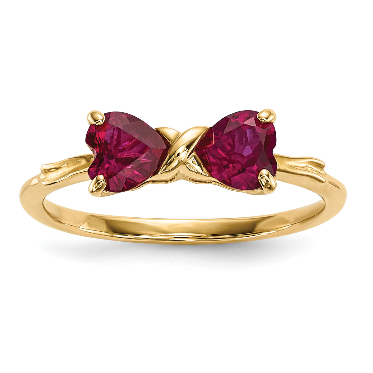 14k Gold Polished Created Ruby Bow Ring-XBS522