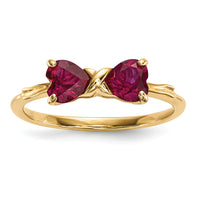 14k Gold Polished Created Ruby Bow Ring-XBS522