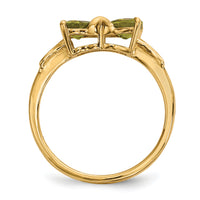 14k Gold Polished Peridot Bow Ring-XBS533