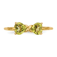 14k Gold Polished Peridot Bow Ring-XBS533