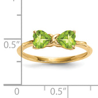 14k Gold Polished Peridot Bow Ring-XBS533