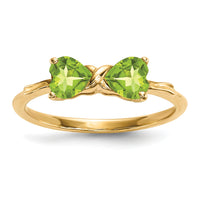 14k Gold Polished Peridot Bow Ring-XBS533
