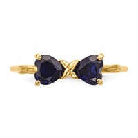 14k Gold Polished Created Sapphire Bow Ring-XBS534
