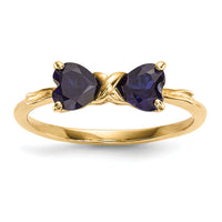 14k Gold Polished Created Sapphire Bow Ring-XBS534