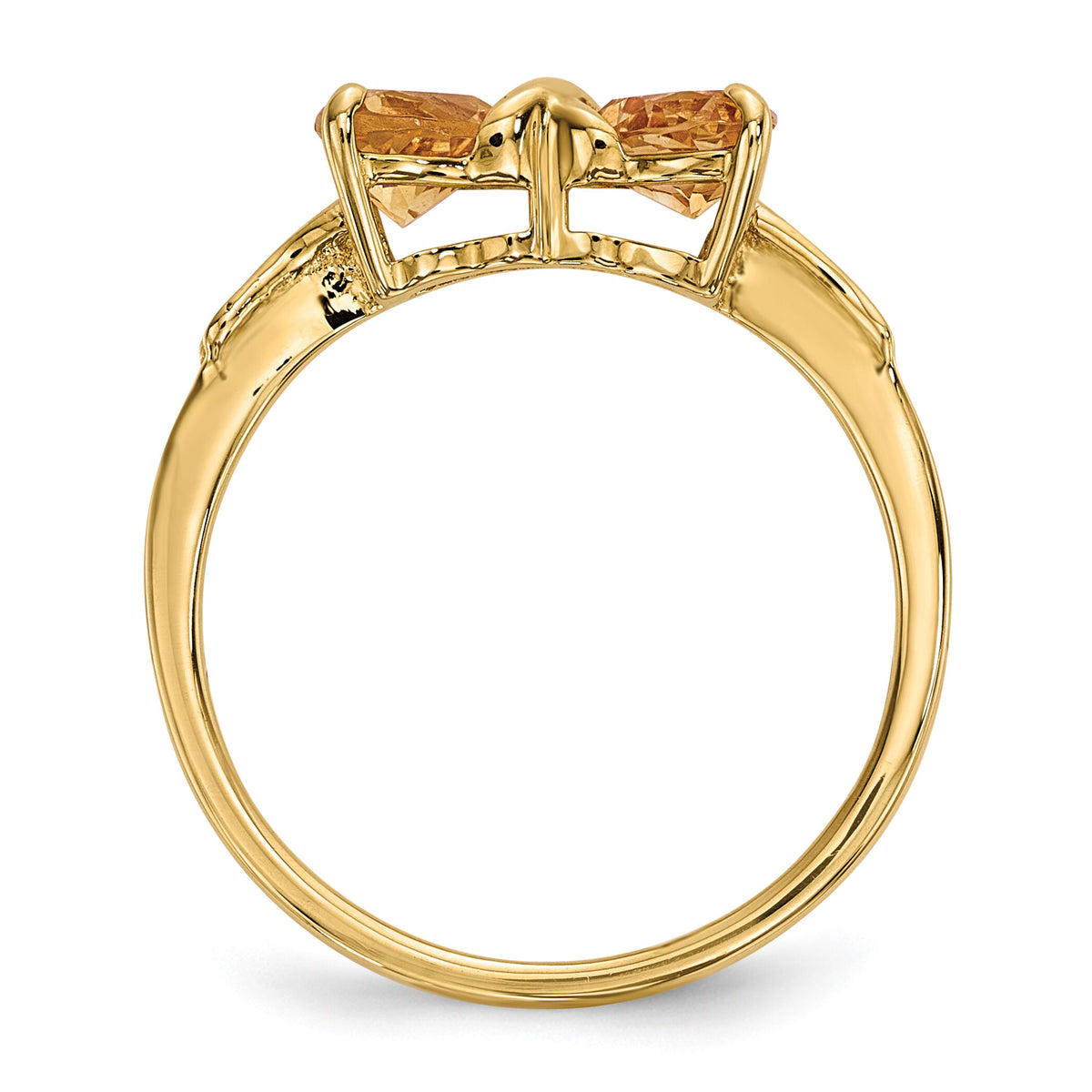 14k Gold Polished Citrine Bow Ring-XBS536