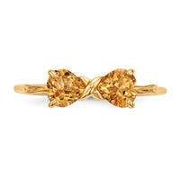 14k Gold Polished Citrine Bow Ring-XBS536