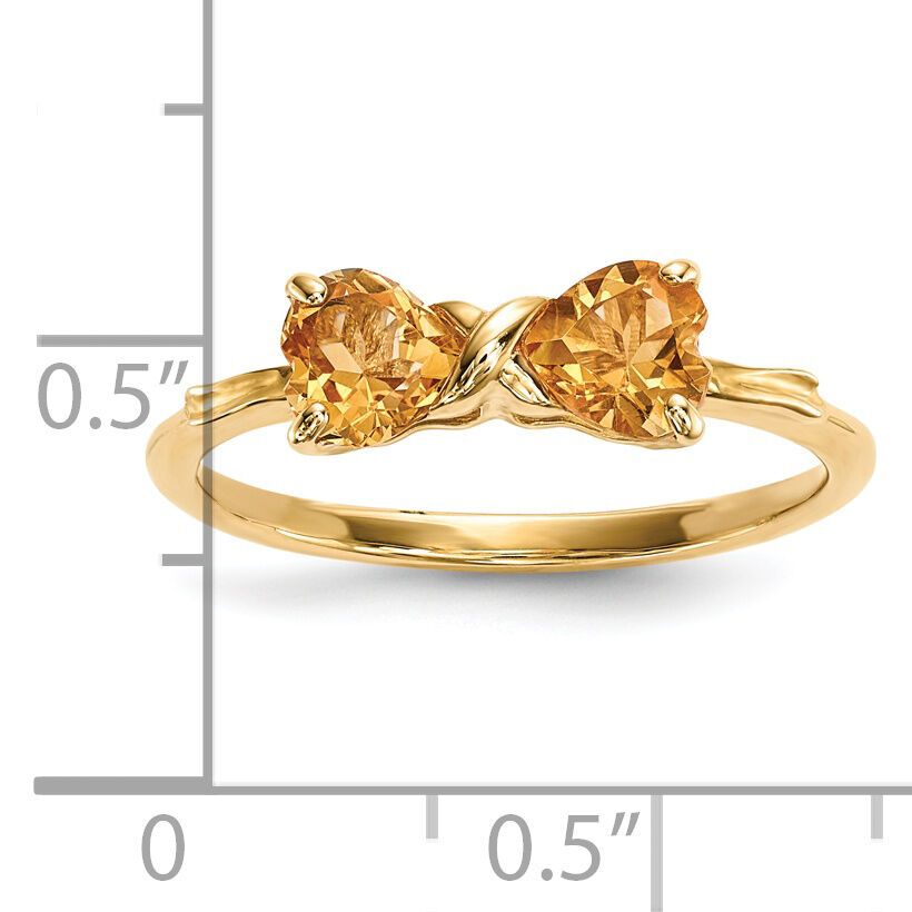 14k Gold Polished Citrine Bow Ring-XBS536