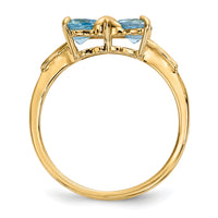 14k Gold Polished Light Swiss Blue Topaz Bow Ring-XBS537