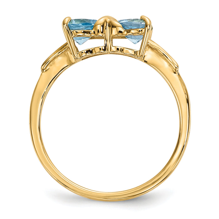14k Gold Polished Light Swiss Blue Topaz Bow Ring-XBS537