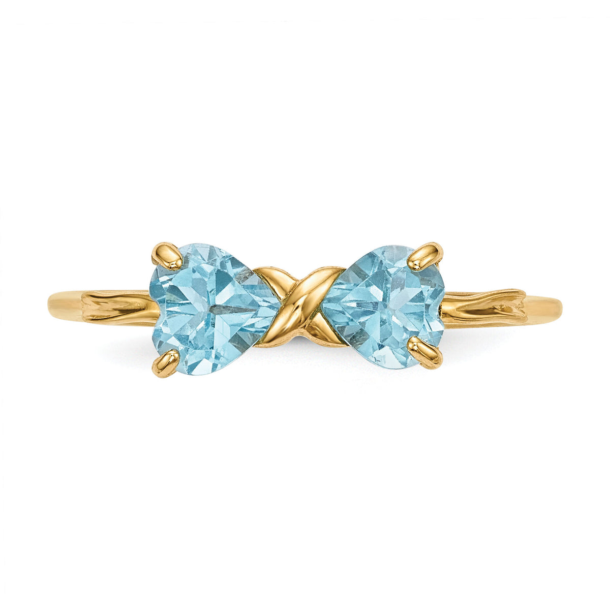 14k Gold Polished Light Swiss Blue Topaz Bow Ring-XBS537