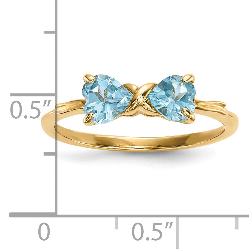 14k Gold Polished Light Swiss Blue Topaz Bow Ring-XBS537