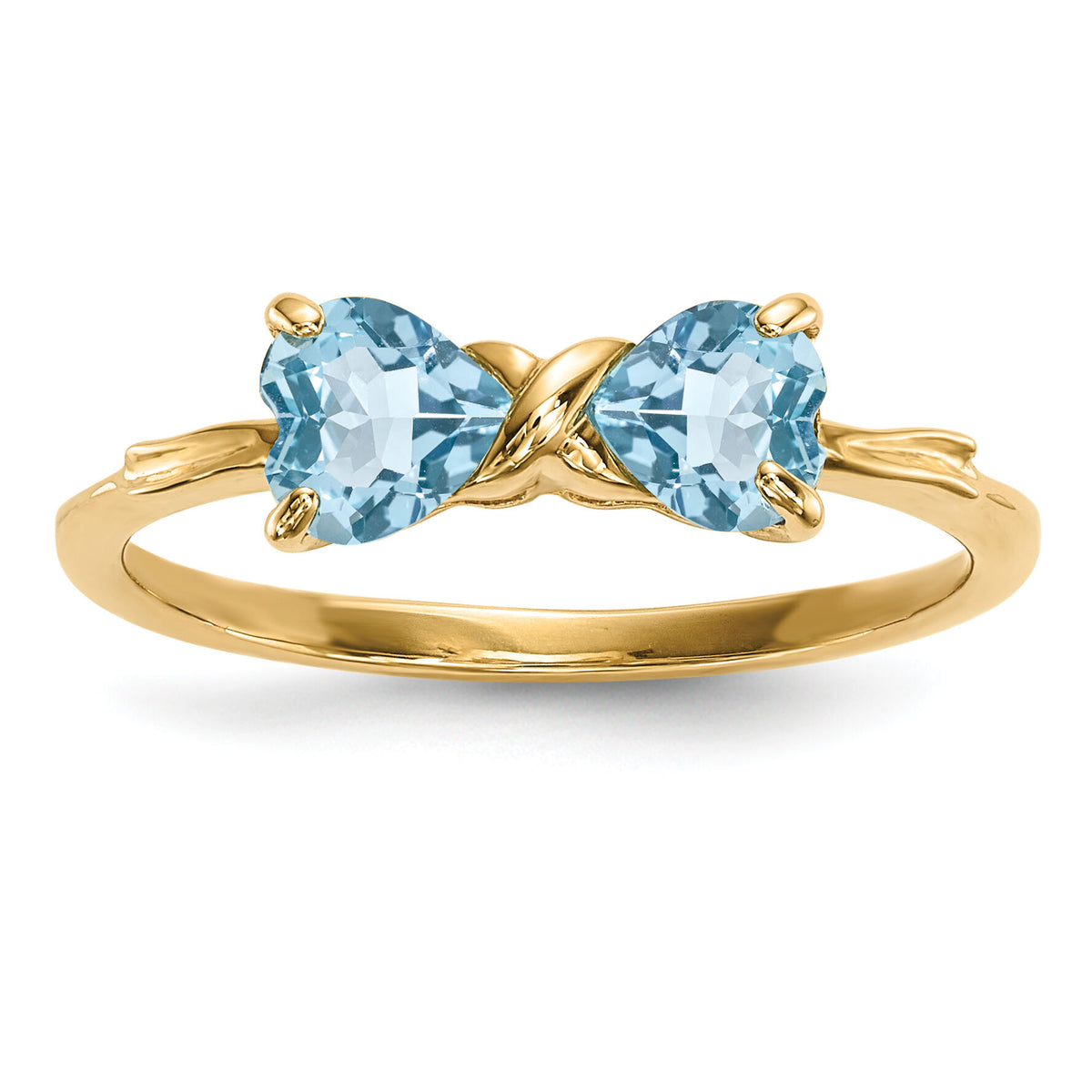 14k Gold Polished Light Swiss Blue Topaz Bow Ring-XBS537