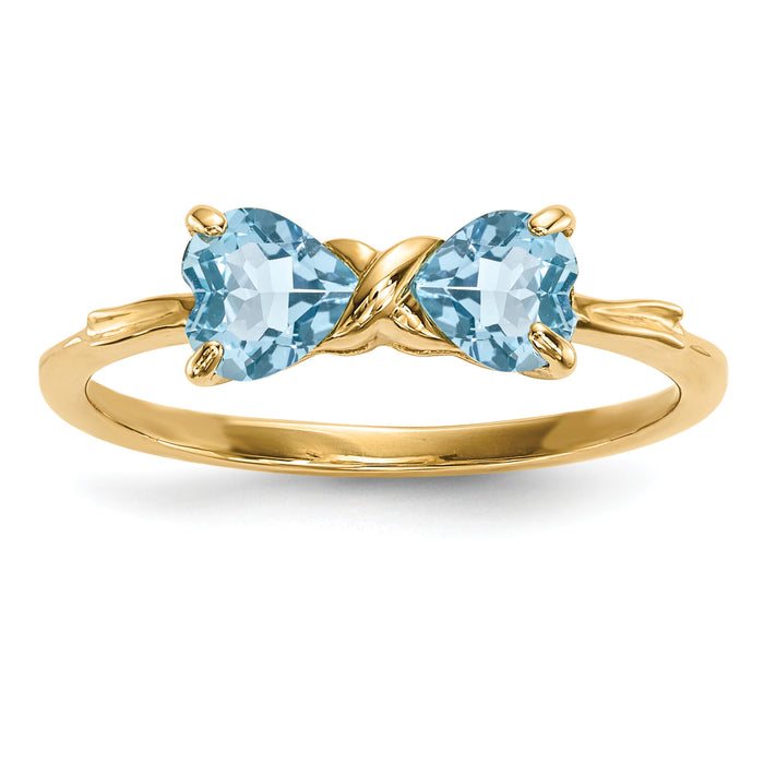 14k Gold Polished Light Swiss Blue Topaz Bow Ring-XBS537