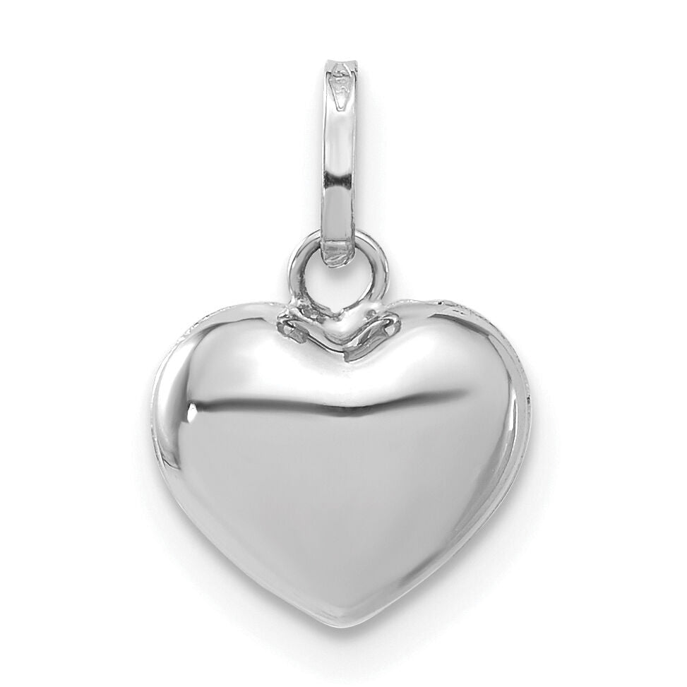 14k White Gold 3D Puffed Heart Pendant-XCH110