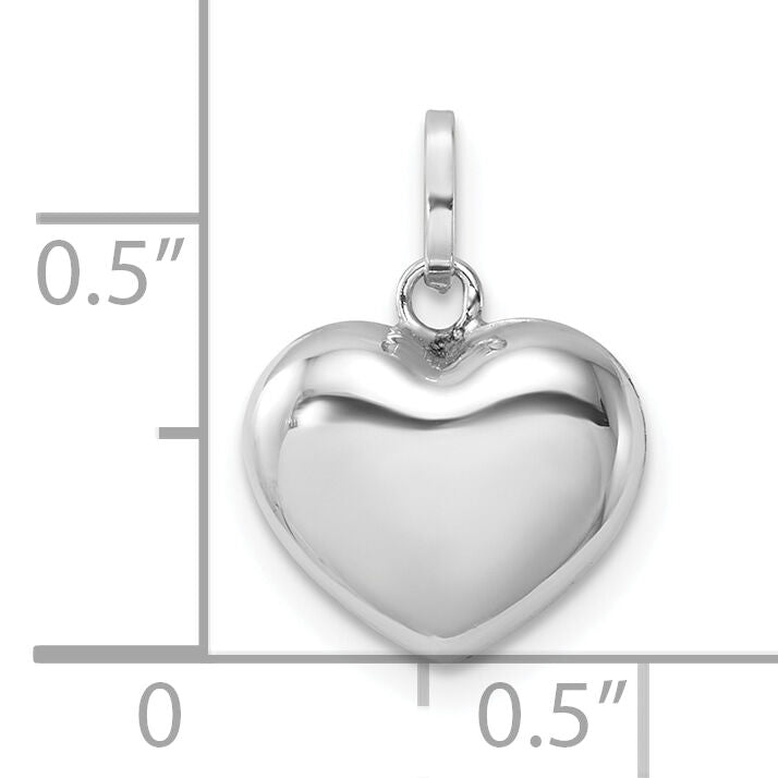 14k White Gold 3D Puffed Heart Pendant-XCH111