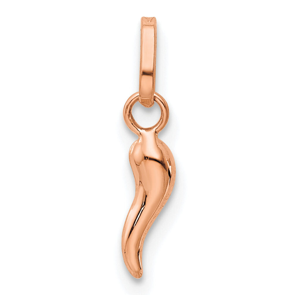 14k Rose Gold 3D Italian Horn Charm-XCH117R