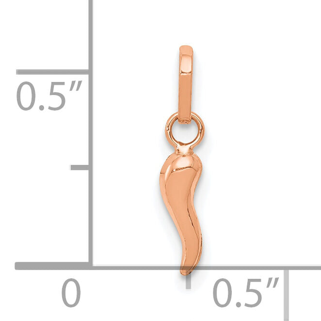 14k Rose Gold 3D Italian Horn Charm-XCH117R