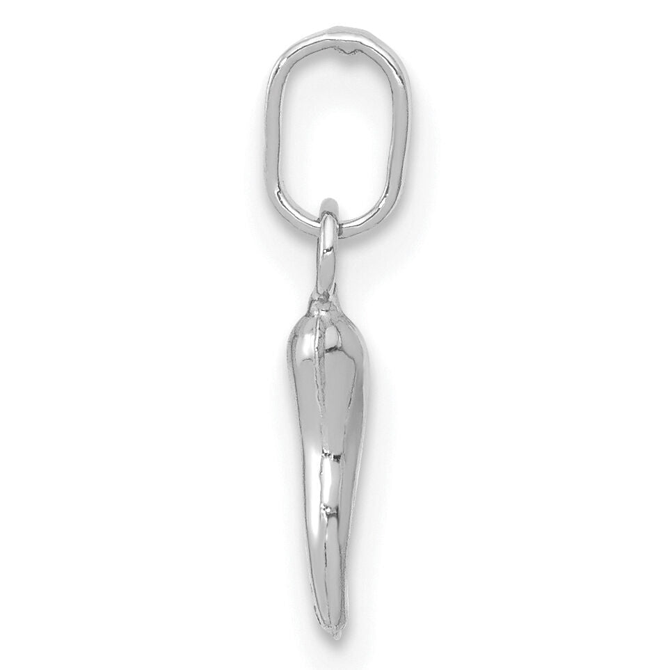 14k White Gold 3D Italian Horn Charm-XCH117W