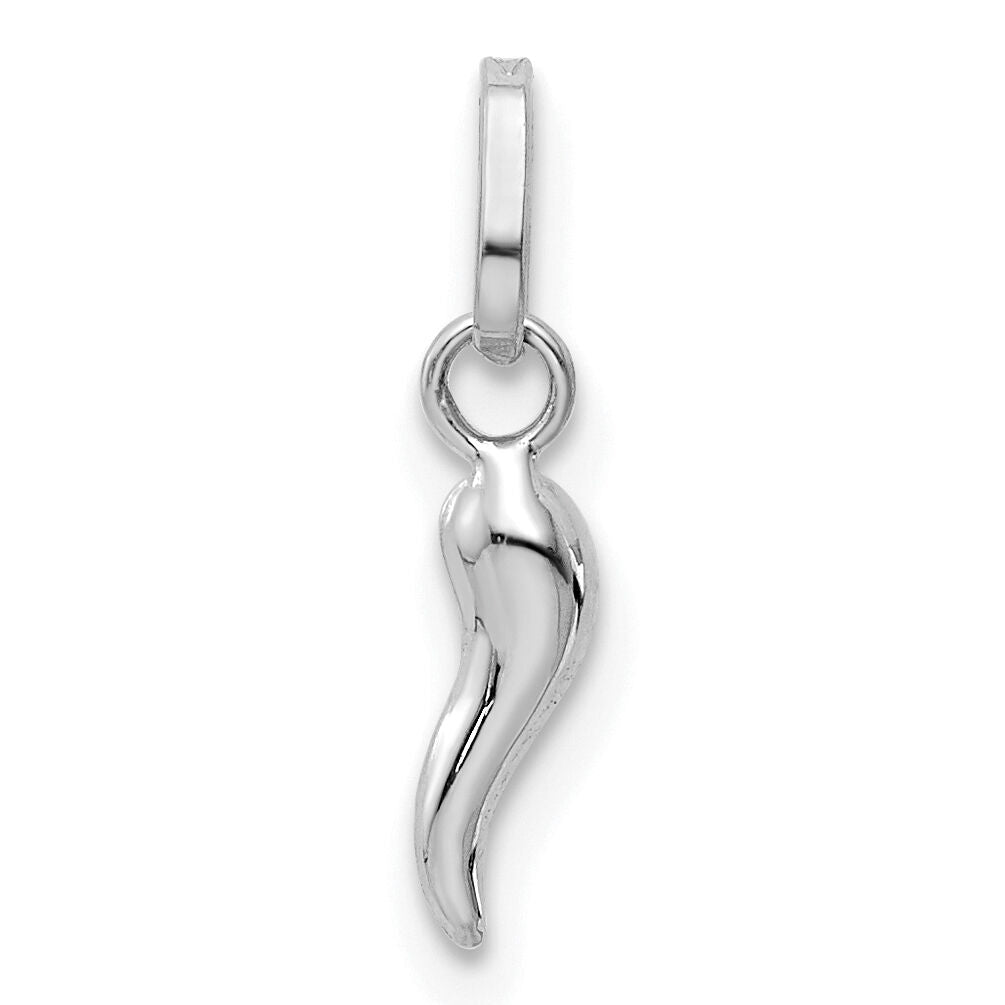 14k White Gold 3D Italian Horn Charm-XCH117W