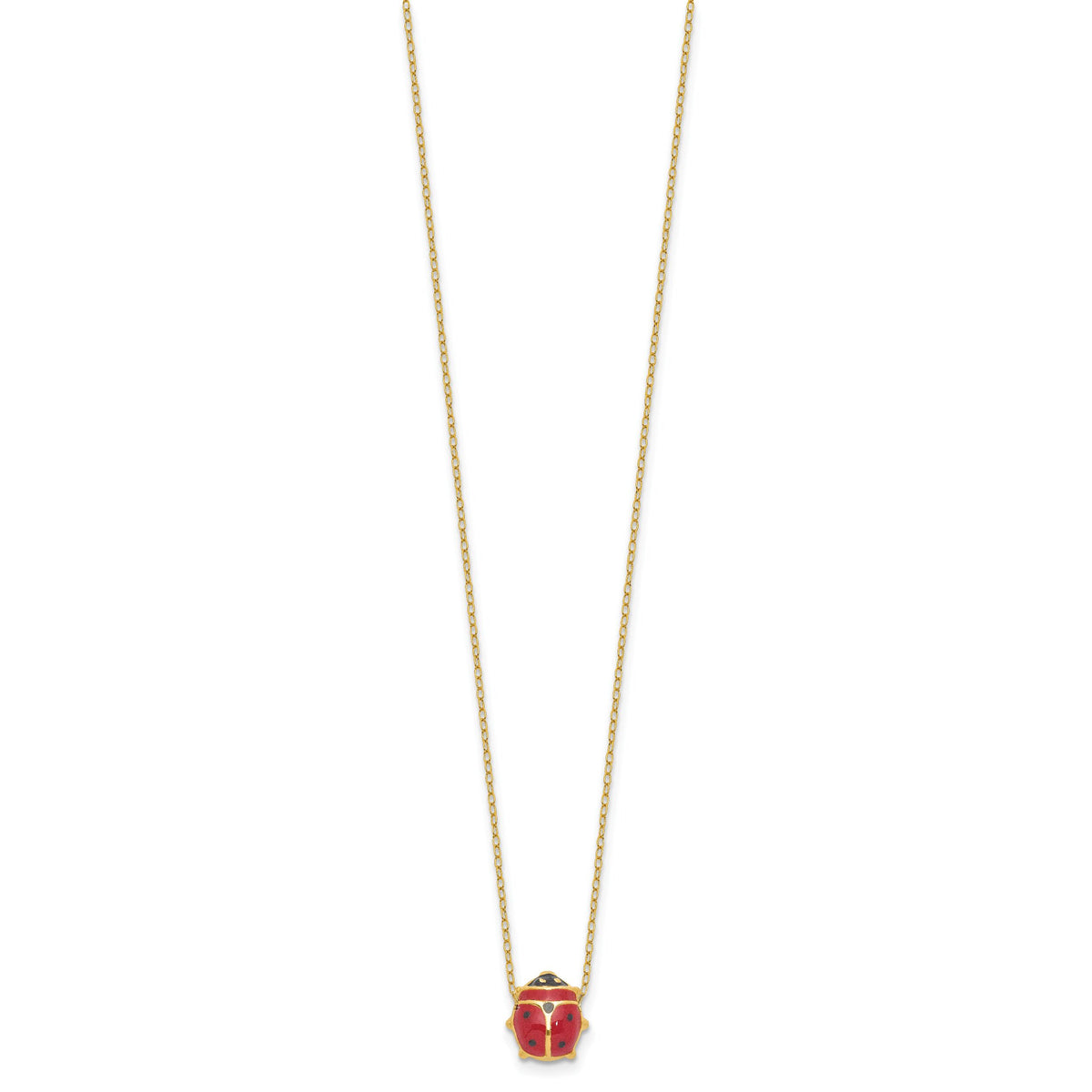 14K Enameled Ladybug 17inch with 1in ext. Necklace-XCH212