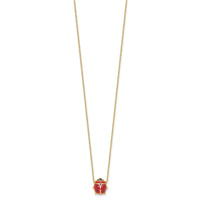 14K Enameled Ladybug 17inch with 1in ext. Necklace-XCH212