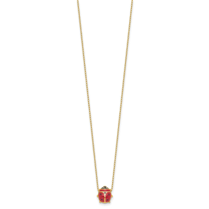 14K Enameled Ladybug 17inch with 1in ext. Necklace-XCH212