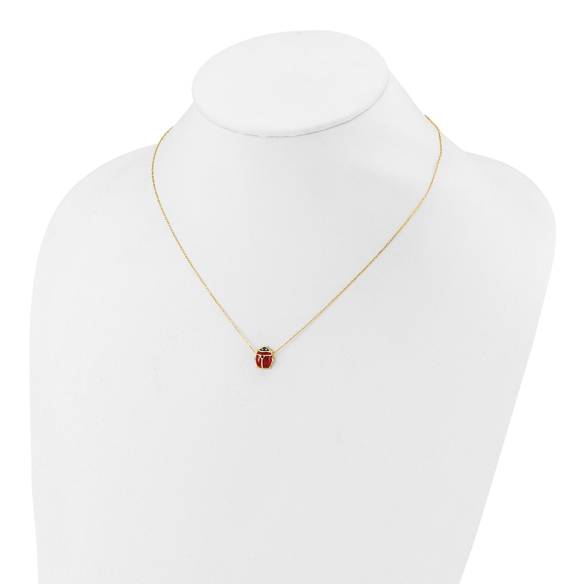 14K Enameled Ladybug 17inch with 1in ext. Necklace-XCH212