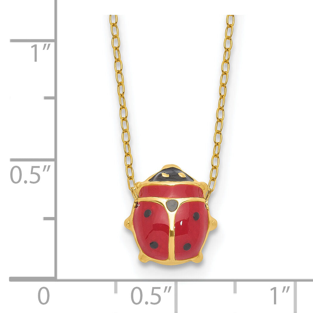 14K Enameled Ladybug 17inch with 1in ext. Necklace-XCH212