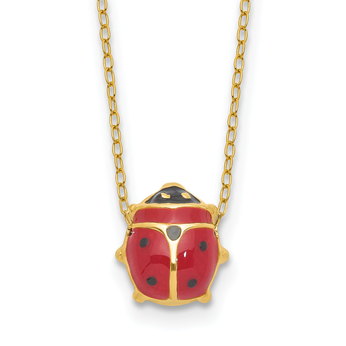 14K Enameled Ladybug 17inch with 1in ext. Necklace-XCH212