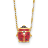 14K Enameled Ladybug 17inch with 1in ext. Necklace-XCH212