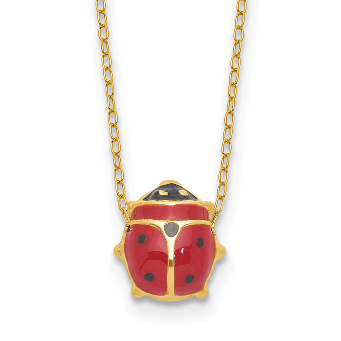 14K Enameled Ladybug 17inch with 1in ext. Necklace-XCH212