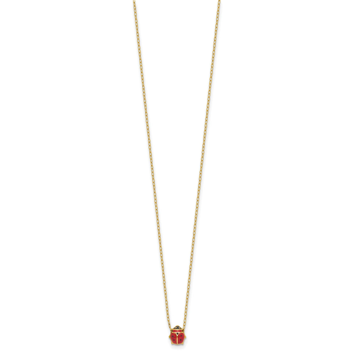 14k Enameled Ladybug 17in with 1in ext. Necklace-XCH213