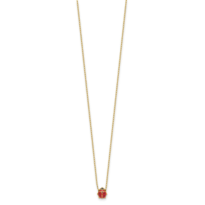 14k Enameled Ladybug 17in with 1in ext. Necklace-XCH213