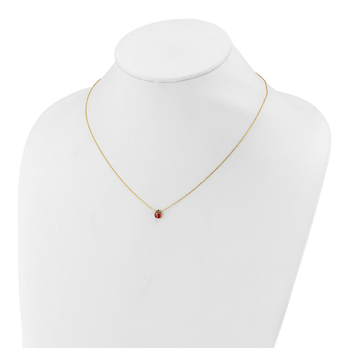 14k Enameled Ladybug 17in with 1in ext. Necklace-XCH213