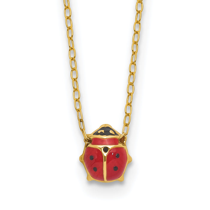 14k Enameled Ladybug 17in with 1in ext. Necklace-XCH213