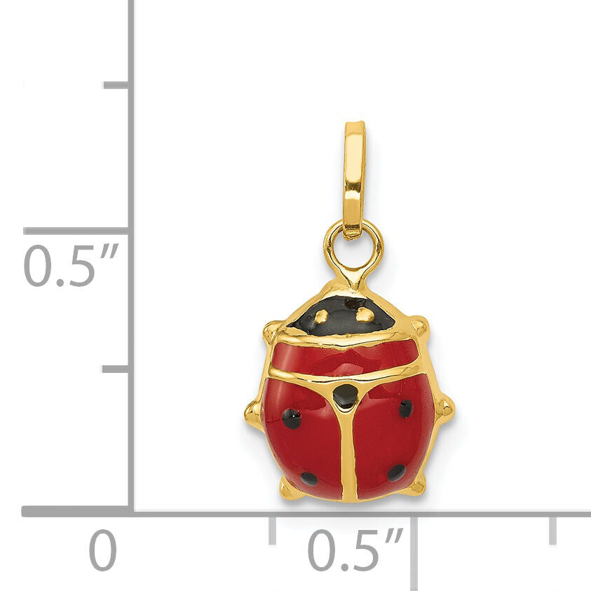 14k Red Enameled Ladybug Charm-XCH215