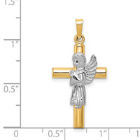 14K Two-Tone Angel and Cross Pendant-XCH269
